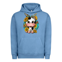Pigment Pebble Blue cute cow with sunflower and leopard Urban Hoodie - texasbilliewilder