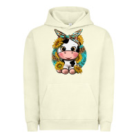 Pigment Pistachio cute cow with sunflower and leopard Urban Hoodie - texasbilliewilder