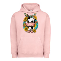 Pigment Salmon cute cow with sunflower and leopard Urban Hoodie - texasbilliewilder