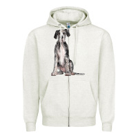 Oatmeal Heather Great Dane Dog Zipper Hoodie - LillyAllenDesigns