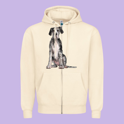 Great Dane Dog Zipper Hoodie Designed By Lillyallendesigns
