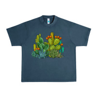 Midnight Navy watercolor cactus Urban Heavy Tee - BarkalooDesign