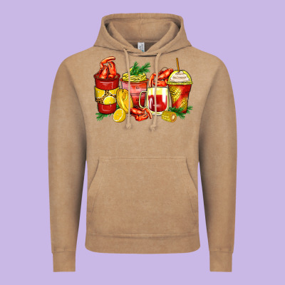 Crawfish Coffee Cups Vintage Hoodie Designed By Zillion Design Studio