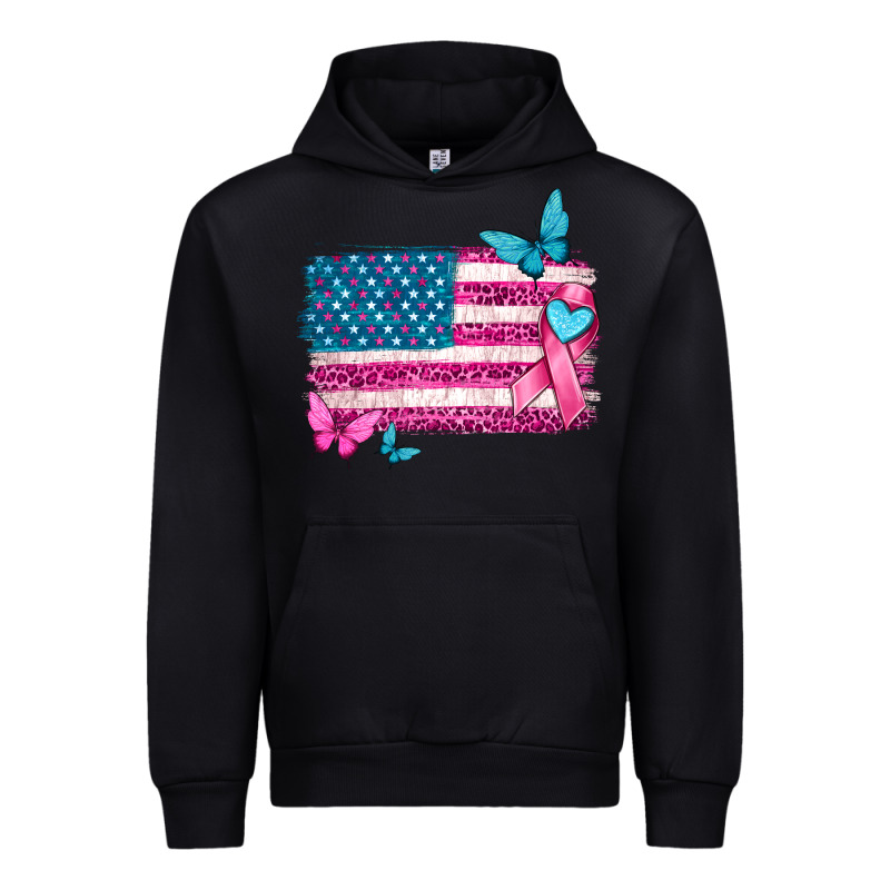 American Flag Breast Cancer With Ribbon Urban Hoodie by texasbilliewilder | Teevron