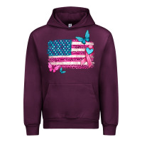 Mauve Wine american flag breast cancer with ribbon Urban Hoodie - texasbilliewilder