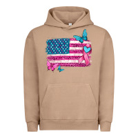 Pigment Burro american flag breast cancer with ribbon Urban Hoodie - texasbilliewilder