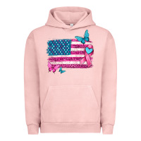 Pigment Salmon american flag breast cancer with ribbon Urban Hoodie - texasbilliewilder