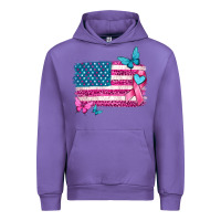 Tulip american flag breast cancer with ribbon Urban Hoodie - texasbilliewilder