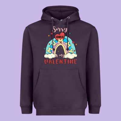 Sorry Girls Mommy Is Valentine Heavyweight Hoodie Designed By Maliassmallbusiness