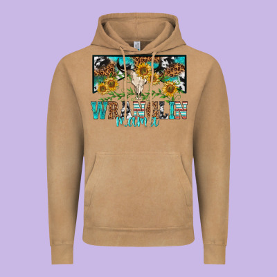 Wranglin Mama Vintage Hoodie Designed By Texasbilliewilder