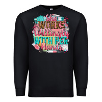 Black she works willingly with her hands Premium Sweatshirt - NancyCooperArtShop