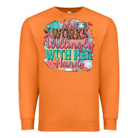 Carrot she works willingly with her hands Premium Sweatshirt - NancyCooperArtShop