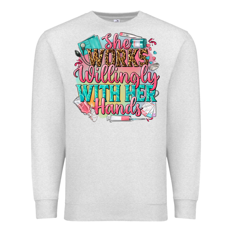 She Works Willingly With Her Hands Premium Sweatshirt by NancyCooperArtShop | Teevron