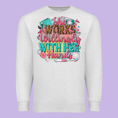 She Works Willingly With Her Hands Premium Sweatshirt Designed By Nancycooperartshop