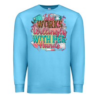 Ocean Blue she works willingly with her hands Premium Sweatshirt - NancyCooperArtShop