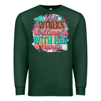 Sports Green she works willingly with her hands Premium Sweatshirt - NancyCooperArtShop