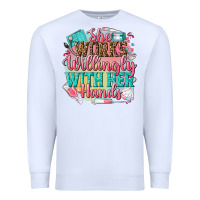 White she works willingly with her hands Premium Sweatshirt - NancyCooperArtShop