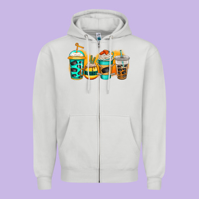 Ice Hockey Coffee Zipper Hoodie Designed By Jasminsmagicworld