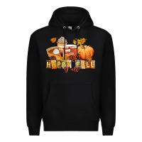 Black happy fall y'all Premium Hoodie - LillyAllenDesigns