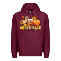 Burgundy happy fall y'all Premium Hoodie - LillyAllenDesigns