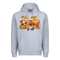 Heather Grey happy fall y'all Premium Hoodie - LillyAllenDesigns