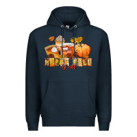 Navy happy fall y'all Premium Hoodie - LillyAllenDesigns