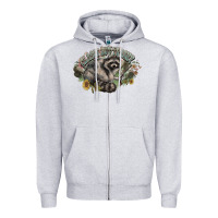 Heather Grey classy but trashy racoon Zipper Hoodie - NancyCooperArtShop