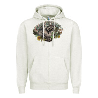 Oatmeal Heather classy but trashy racoon Zipper Hoodie - NancyCooperArtShop