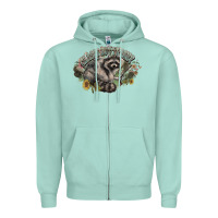 Seafoam classy but trashy racoon Zipper Hoodie - NancyCooperArtShop