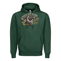 Sports Green classy but trashy racoon Zipper Hoodie - NancyCooperArtShop