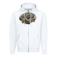White classy but trashy racoon Zipper Hoodie - NancyCooperArtShop