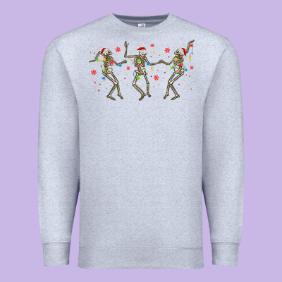 Dancing Skeleton Christmas Premium Sweatshirt Designed By Maliassmallbusiness