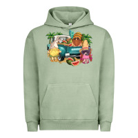 Pigment Oil Green summer gnomies truck Urban Hoodie - NancyCooperArtShop