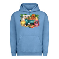 Pigment Pebble Blue summer gnomies truck Urban Hoodie - NancyCooperArtShop