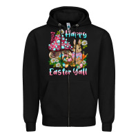 Black happy easter y'all rabbit Zipper Hoodie - BarkalooDesign