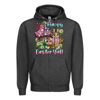 Charcoal Heather happy easter y'all rabbit Zipper Hoodie - BarkalooDesign