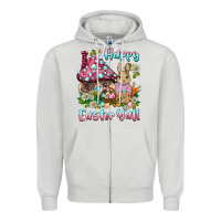 Dove Grey happy easter y'all rabbit Zipper Hoodie - BarkalooDesign
