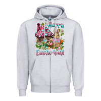 Heather Grey happy easter y'all rabbit Zipper Hoodie - BarkalooDesign