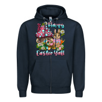 Navy happy easter y'all rabbit Zipper Hoodie - BarkalooDesign