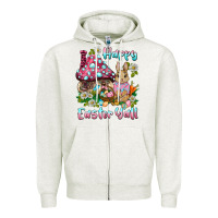 Oatmeal Heather happy easter y'all rabbit Zipper Hoodie - BarkalooDesign