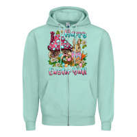 Seafoam happy easter y'all rabbit Zipper Hoodie - BarkalooDesign