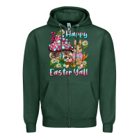 Sports Green happy easter y'all rabbit Zipper Hoodie - BarkalooDesign