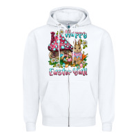 White happy easter y'all rabbit Zipper Hoodie - BarkalooDesign