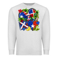 Oatmeal Heather puerto rico with dominican republic hearts Premium Sweatshirt - NancyCooperArtShop