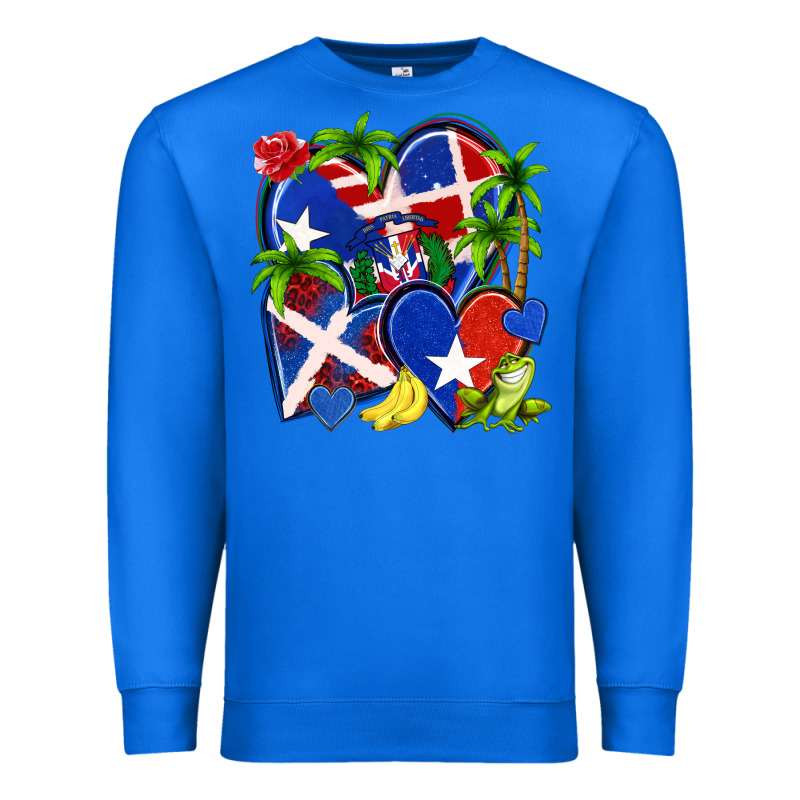 Puerto Rico With Dominican Republic Hearts Premium Sweatshirt by NancyCooperArtShop | Teevron