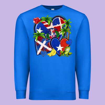 Puerto Rico With Dominican Republic Hearts Premium Sweatshirt Designed By Nancycooperartshop