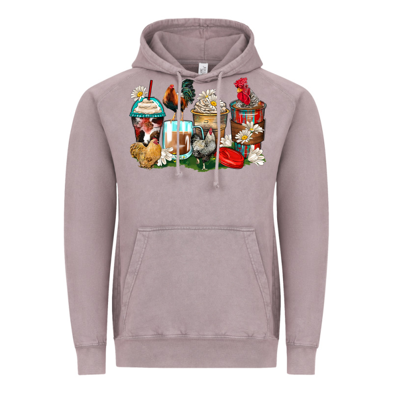 Rooster Coffee Cups Vintage Hoodie by Zillion Design Studio | Teevron