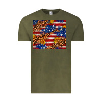 Vintage Olive 4th of July USA flag leopard sunflower 20oz tumble Vintage Tee - Neo Western