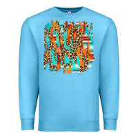 Ocean Blue serape with leopard pattern Premium Sweatshirt - NancyCooperArtShop