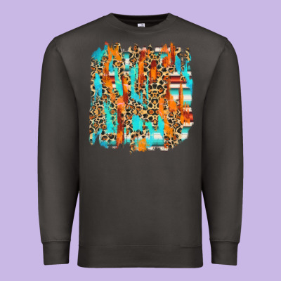 Serape With Leopard Pattern Premium Sweatshirt Designed By Nancycooperartshop